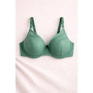 Auden 34C Green Lace Push Up Bra Plunge Underwire Adjustable Straps